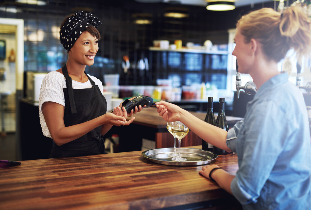 Customer paying with a credit card