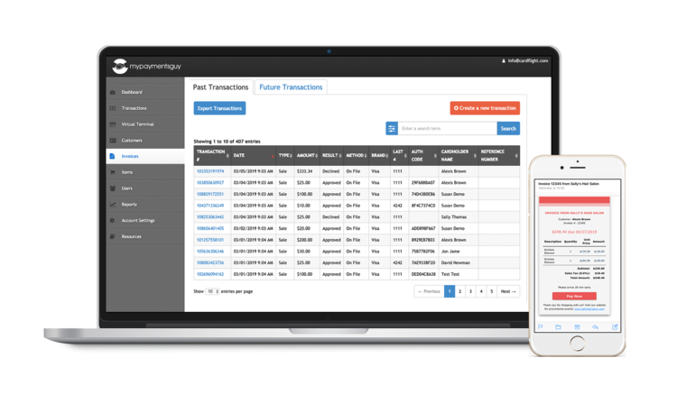 Invoicing virtual terminal